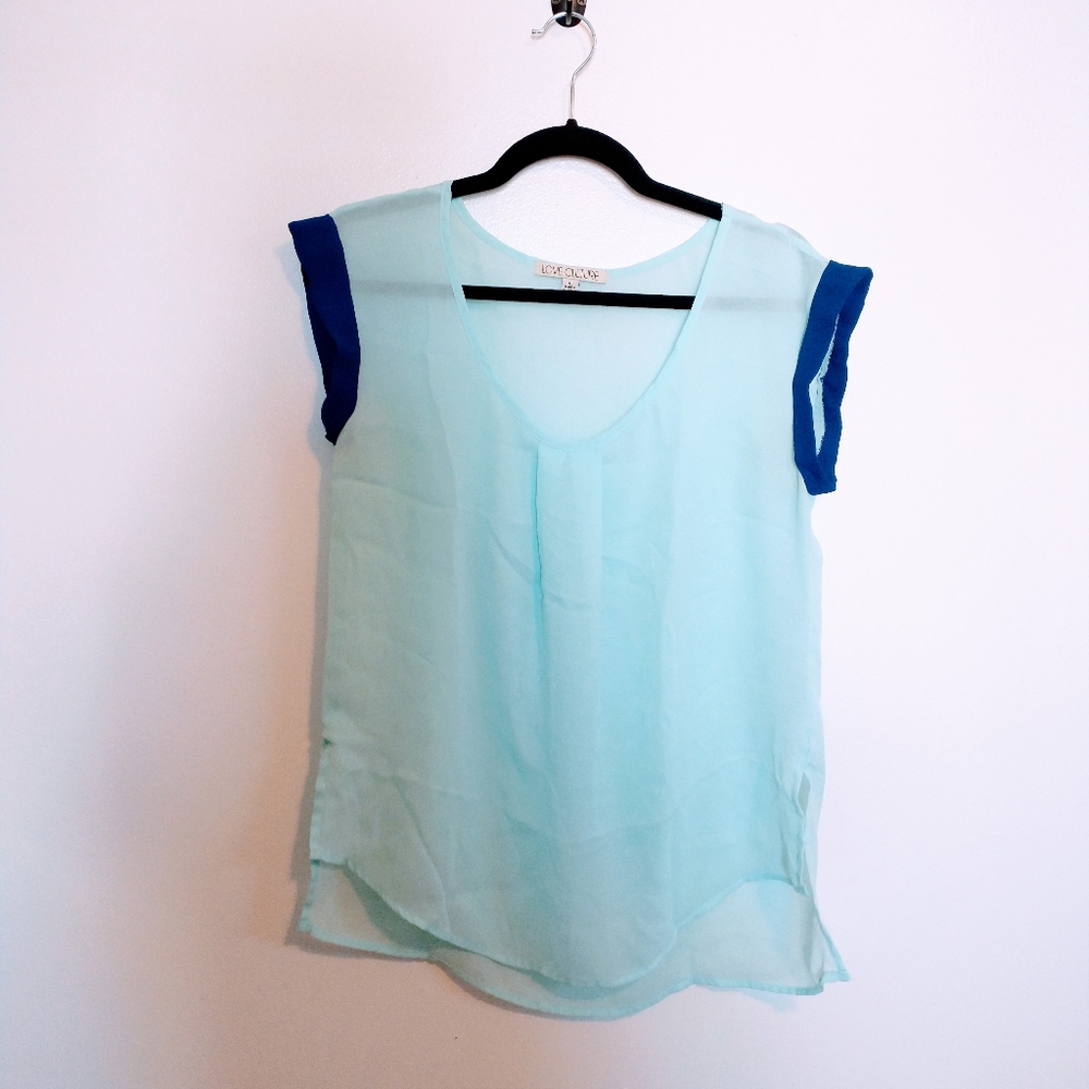 Love Culture semi sheer blue top size large